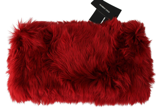 Dolce & Gabbana Elegant Red Alpaca Fur Neck Wrap Scarf - DEA STILOSA MILANO