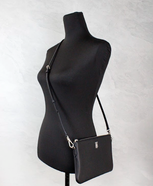 Burberry Peyton Monogram Black Leather Pouch Crossbody Bag Purse - DEA STILOSA MILANO