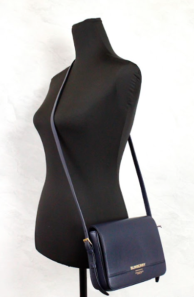 Burberry Grace Small Regency Blue Smooth Leather Flap Crossbody Handbag Purse - DEA STILOSA MILANO