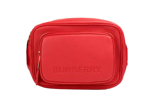 Burberry Small Branded Bright Red Grainy Leather Camera Crossbody Bag - DEA STILOSA MILANO