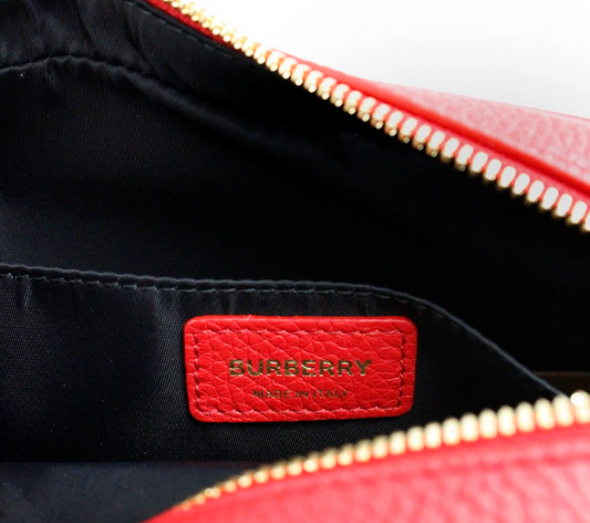 Burberry Small Branded Bright Red Grainy Leather Camera Crossbody Bag - DEA STILOSA MILANO