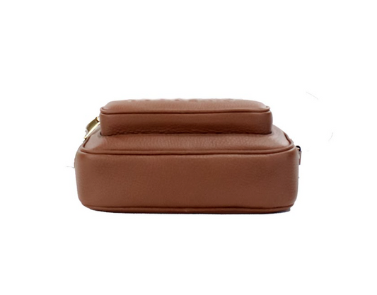 Burberry Small Branded Tan Brown Leather Camera Crossbody Bag - DEA STILOSA MILANO