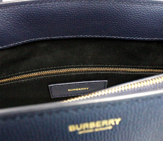 Burberry Banner Medium Regency Blue Leather Tote Crossbody Handbag Purse - DEA STILOSA MILANO