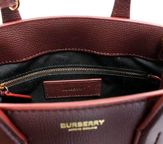 Burberry Banner Small Mahogany Red Leather Tote Crossbody Bag Purse - DEA STILOSA MILANO