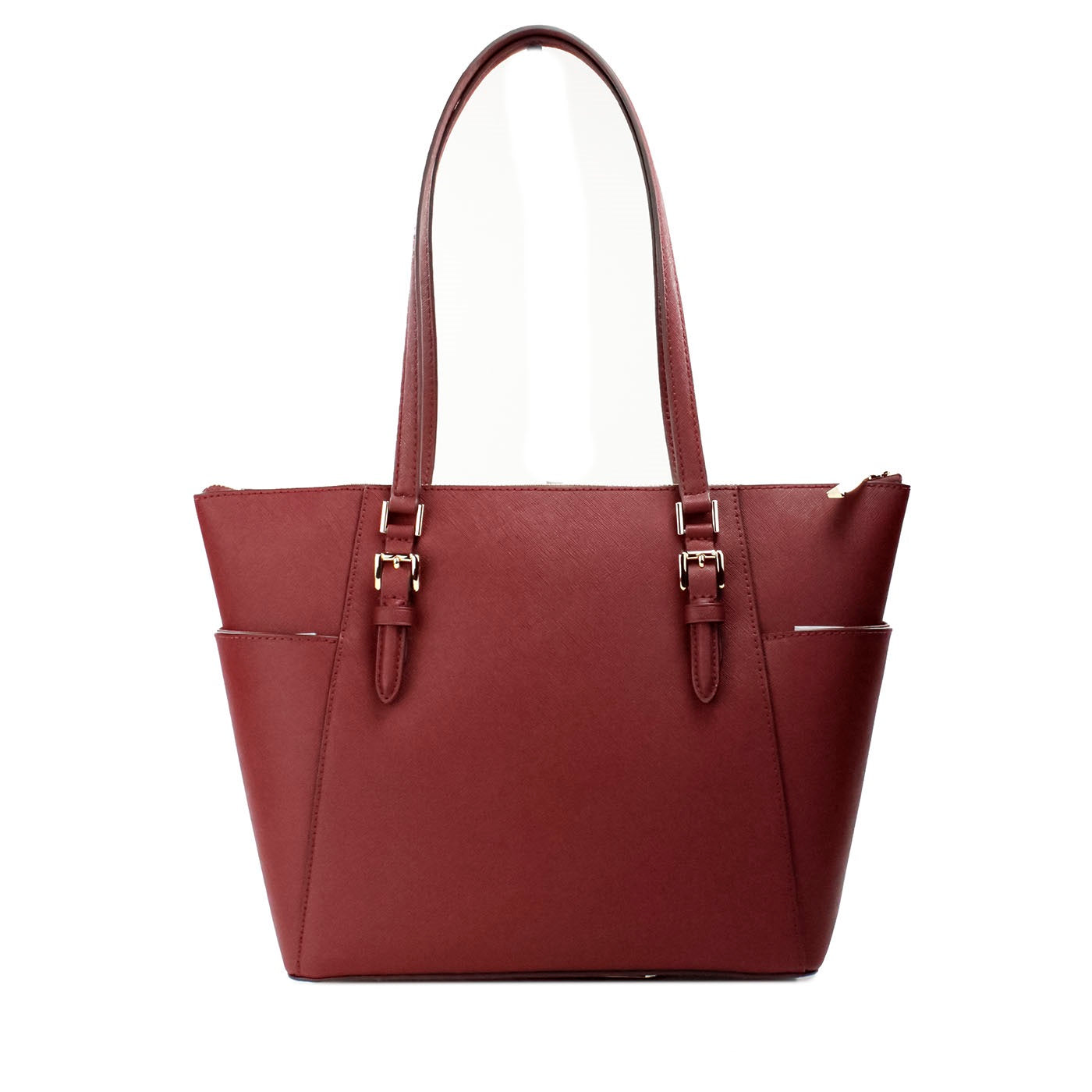 Michael Kors Charlotte Dark Cherry Large Leather Top Zip Tote Bag Purse - DEA STILOSA MILANO