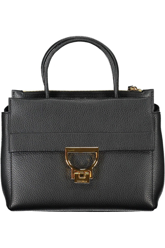 Coccinelle Elegant Black Leather Handbag With Versatile Straps - DEA STILOSA MILANO