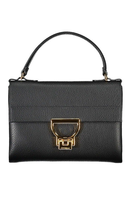 Coccinelle Chic Black Leather Handbag with Twist Lock - DEA STILOSA MILANO
