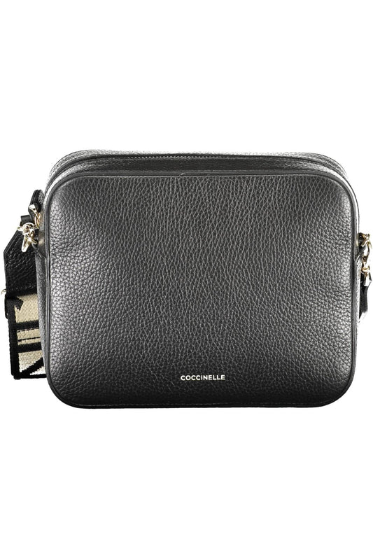 Coccinelle Elegant Black Leather Shoulder Bag with Contrasting Details - DEA STILOSA MILANO