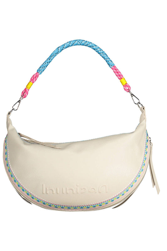 Desigual Chic White Embroidered Expandable Handbag - DEA STILOSA MILANO