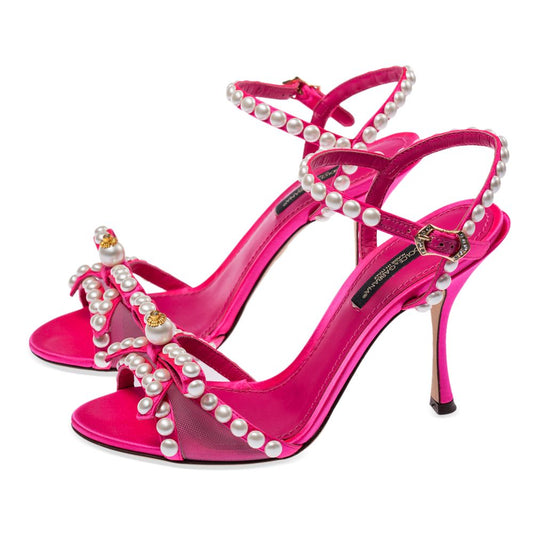Dolce & Gabbana Elegant Fuchsia Sandals with Pearl Details - DEA STILOSA MILANO