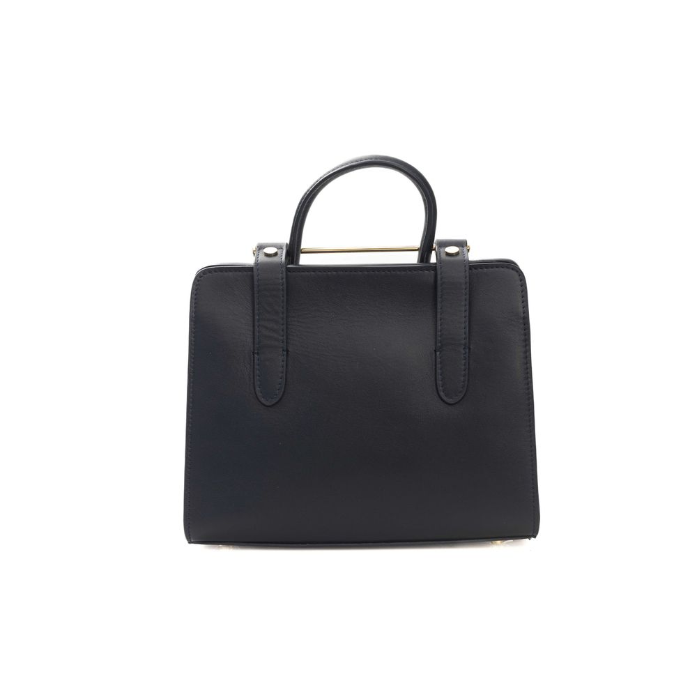 Cerruti 1881 Elegant Blue Calf Leather Shoulder Bag with Golden Accents - DEA STILOSA MILANO