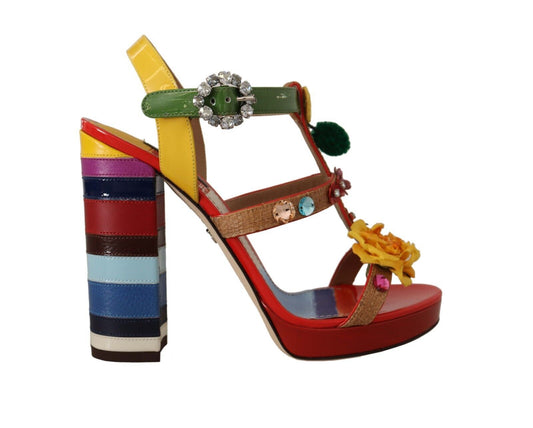 Dolce & Gabbana Multicolor Floral Ankle Strap Heels - DEA STILOSA MILANO