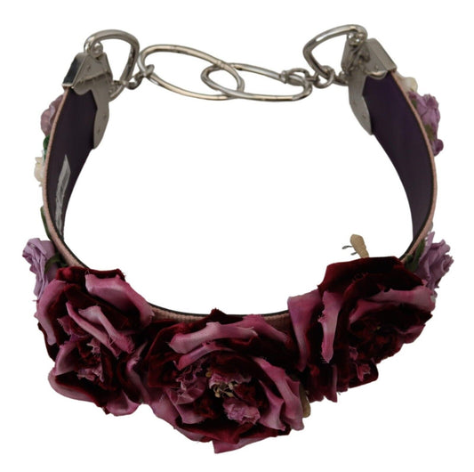 Dolce & Gabbana Beige Floral Leather Shoulder Strap Accessory - DEA STILOSA MILANO