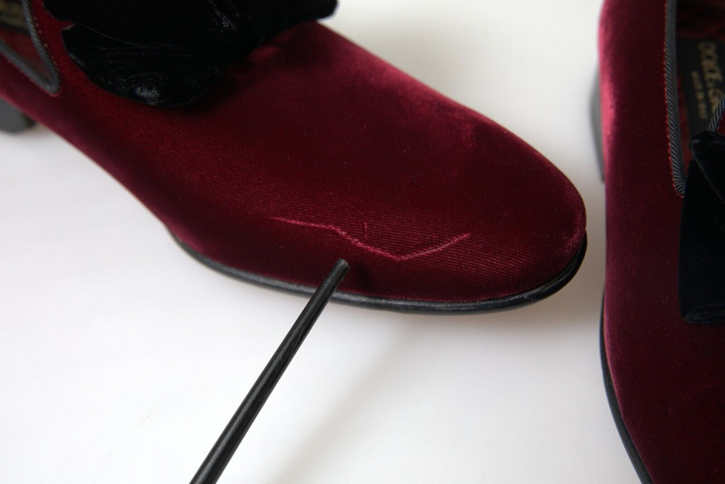 Dolce & Gabbana Burgundy Velvet Loafers - Elegance with a Twist - DEA STILOSA MILANO