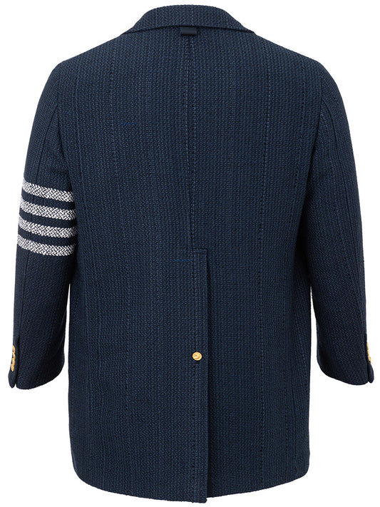Thom Browne Chesterfield Overcoat Blue in Tweed - DEA STILOSA MILANO