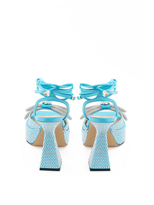 MACH & MACH Light Blue Plateau Sandals with Double Bow - DEA STILOSA MILANO