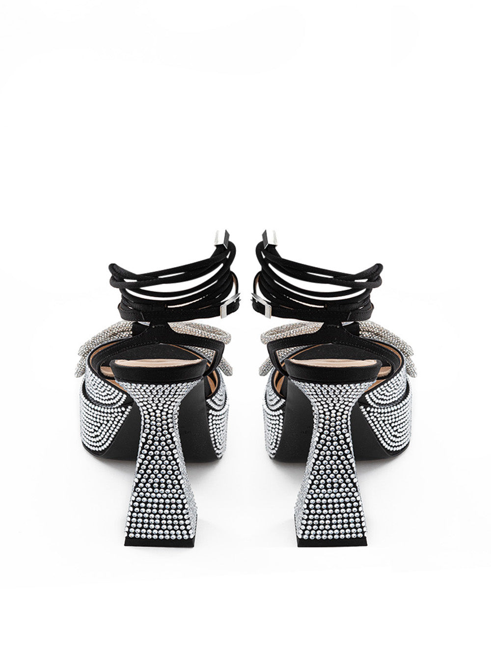 MACH & MACH Black Plateau Sandals with Double Bow - DEA STILOSA MILANO