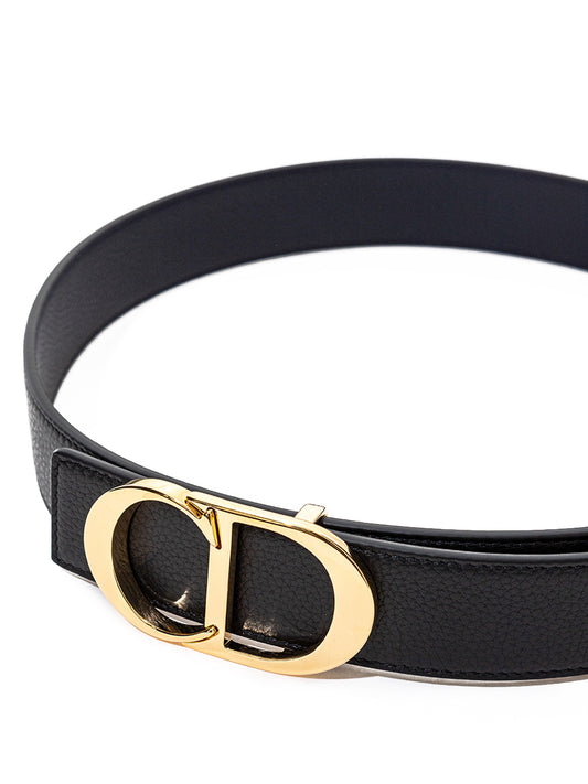 Dior Elegant Black Leather Belt with Golden Buckle - DEA STILOSA MILANO