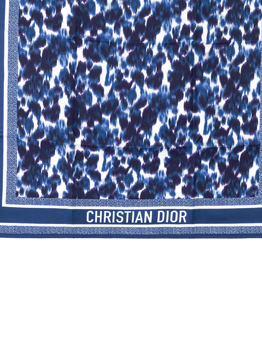 Dior Elegant Animalier Theme Silk Scarf in Blue