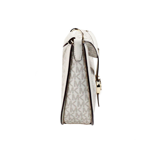 Michael Kors Gabby Small Cream Signature PVC Foldover Hobo Crossbody Bag - DEA STILOSA MILANO