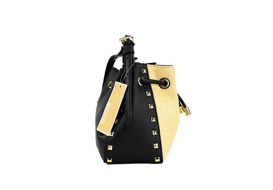 Michael Kors Phoebe Small Straw Studded Faux Leather Bucket Messenger Bag Purse - DEA STILOSA MILANO