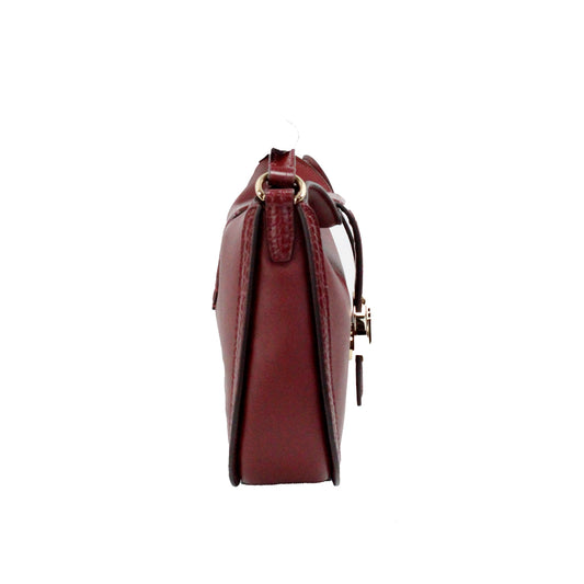 Michael Kors Gabby Small Dark Cherry Leather Foldover Hobo Crossbody Bag - DEA STILOSA MILANO