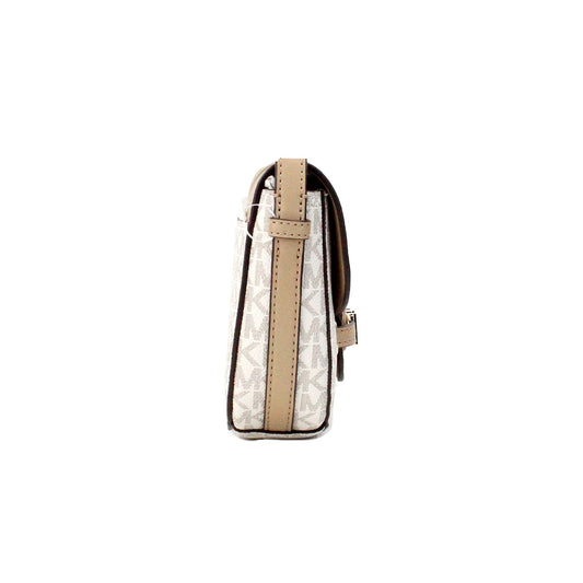 Michael Kors Reed Small Camel Signature PVC Flap Saddle Crossbody Bag - DEA STILOSA MILANO