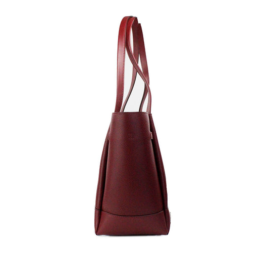 Michael Kors Reed Large Dark Cherry Leather Belted Tote Shoulder Bag Purse - DEA STILOSA MILANO