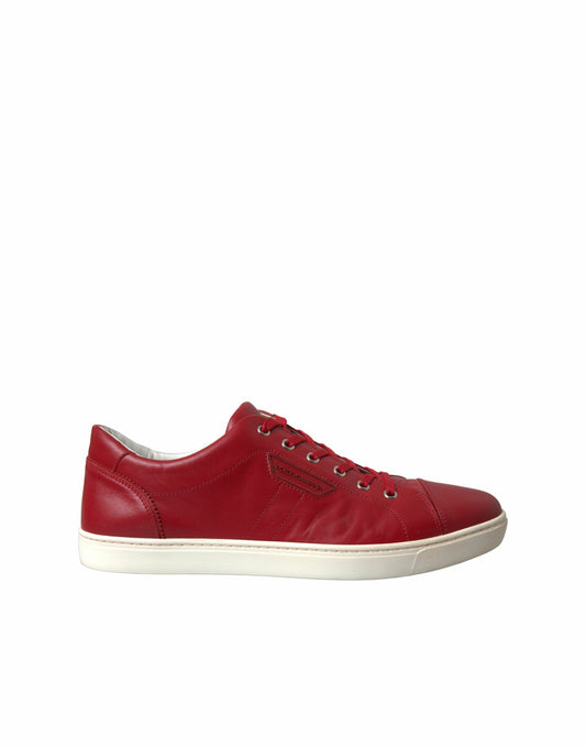 Dolce & Gabbana Shoes Red Portofino Leather Low Top Mens Sneakers - DEA STILOSA MILANO