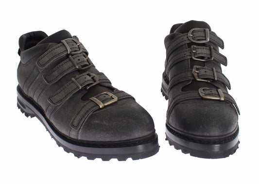 Dolce & Gabbana Gray Leather Ankle Strap Shoes Boots - DEA STILOSA MILANO
