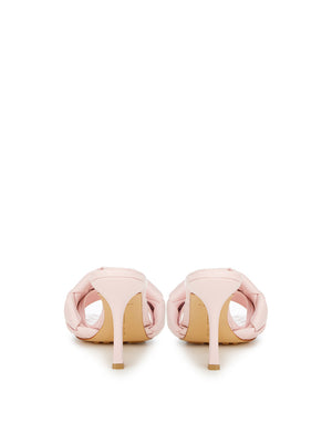 Bottega Veneta Light Pink Leather Heeled Sandal Mule with Intreccio - DEA STILOSA MILANO