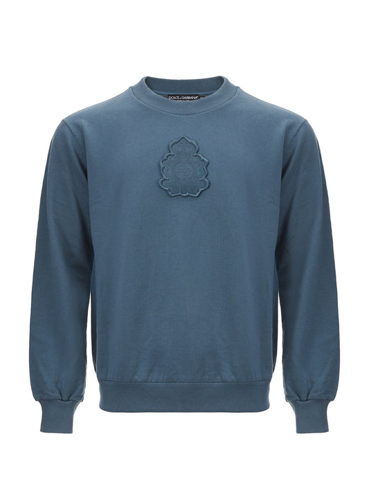 Dolce & Gabbana Cotton Round Neck Sweatshirt with Front Attached Logo - DEA STILOSA MILANO