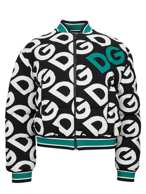 Dolce & Gabbana Black and White Quilted Bomber Jacket with Logo - DEA STILOSA MILANO