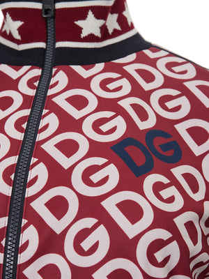 Dolce & Gabbana Red Logo Allover Zipped Sweatshirt - DEA STILOSA MILANO