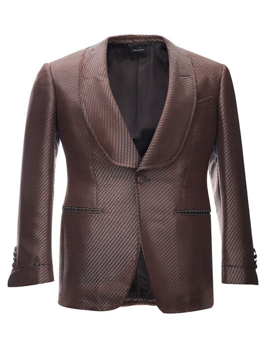 Tom Ford Brown bronze Silk Smoking Jacket - DEA STILOSA MILANO