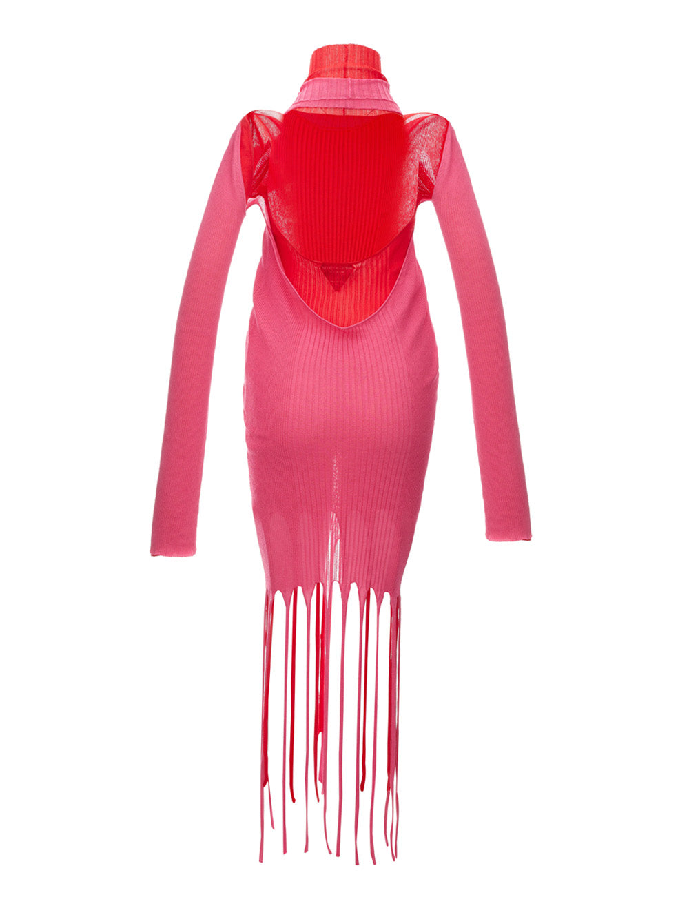 Bottega Veneta Fringed Long Pink/Red Dress - DEA STILOSA MILANO