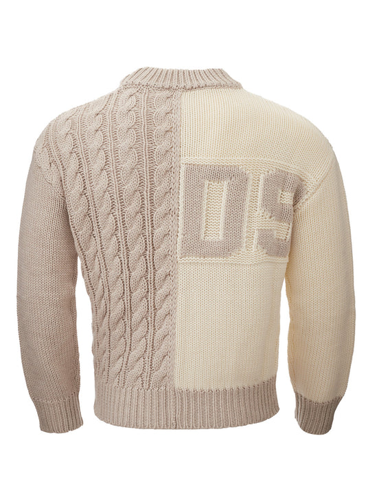 GCDS Wool Blend Hand Knitting Effect Jumper with Logo - DEA STILOSA MILANO