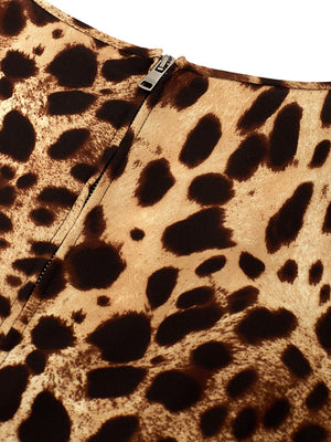 Dolce & Gabbana Brown Leopard Print Cropped V Neck Top - DEA STILOSA MILANO