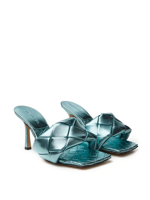 Bottega Veneta Light Blue Metal Mule 'Lido' Sandal - DEA STILOSA MILANO