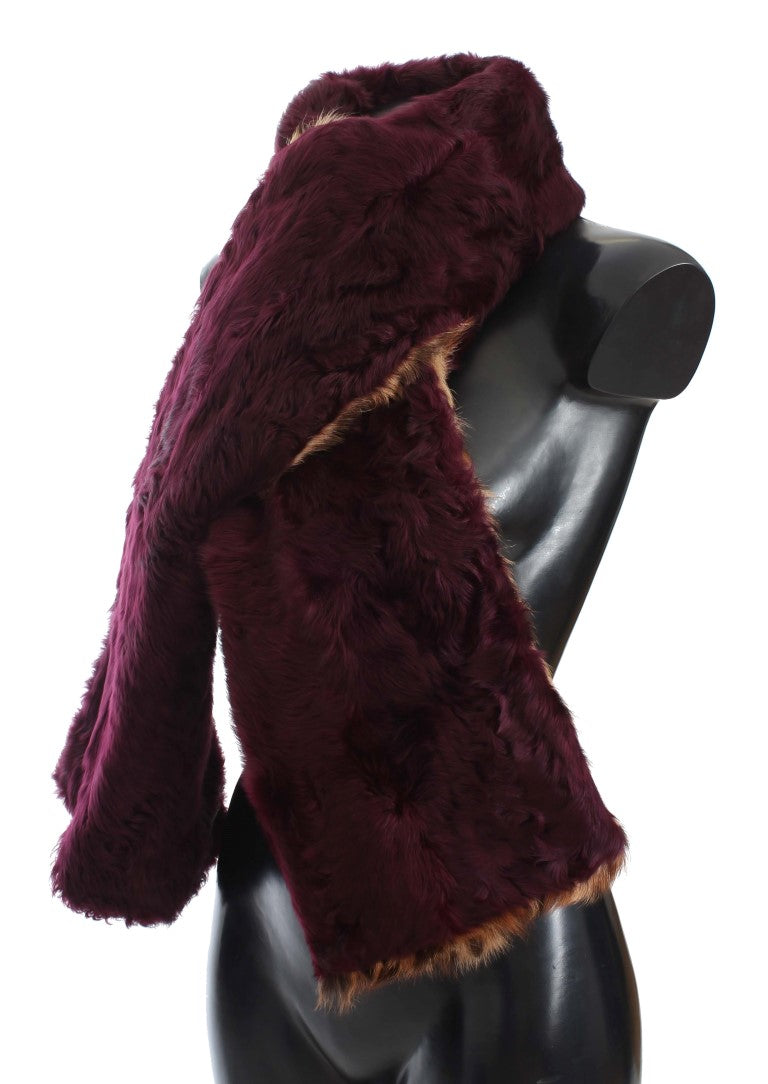 Dolce & Gabbana Purple Lamb Fur Leopard Print Scarf - DEA STILOSA MILANO