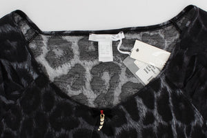 Cavalli Gray Leopard Modal T-Shirt Blouse Top - DEA STILOSA MILANO