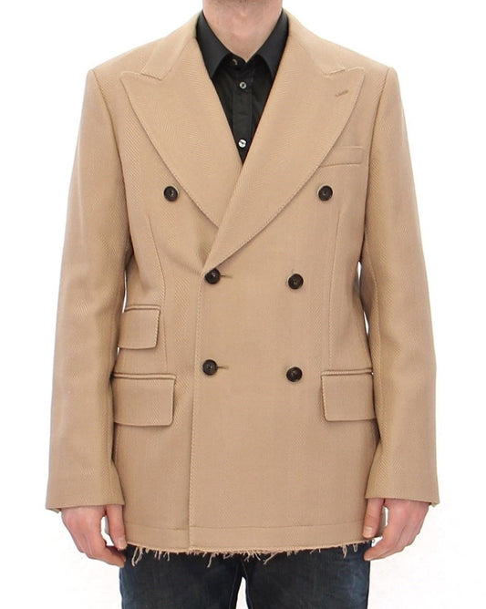 Dolce & Gabbana Beige Double Breasted Coat Jacket - DEA STILOSA MILANO