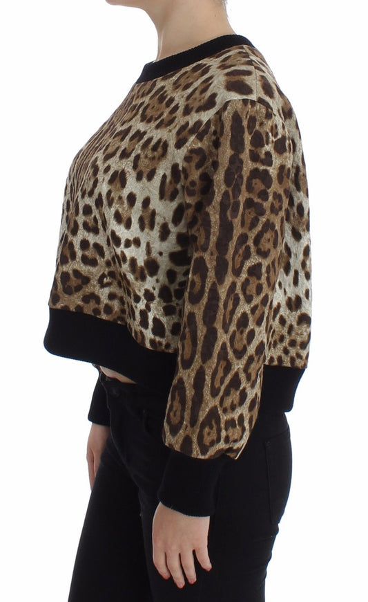 Dolce & Gabbana Leopard Print Crewneck Short Sweater - DEA STILOSA MILANO