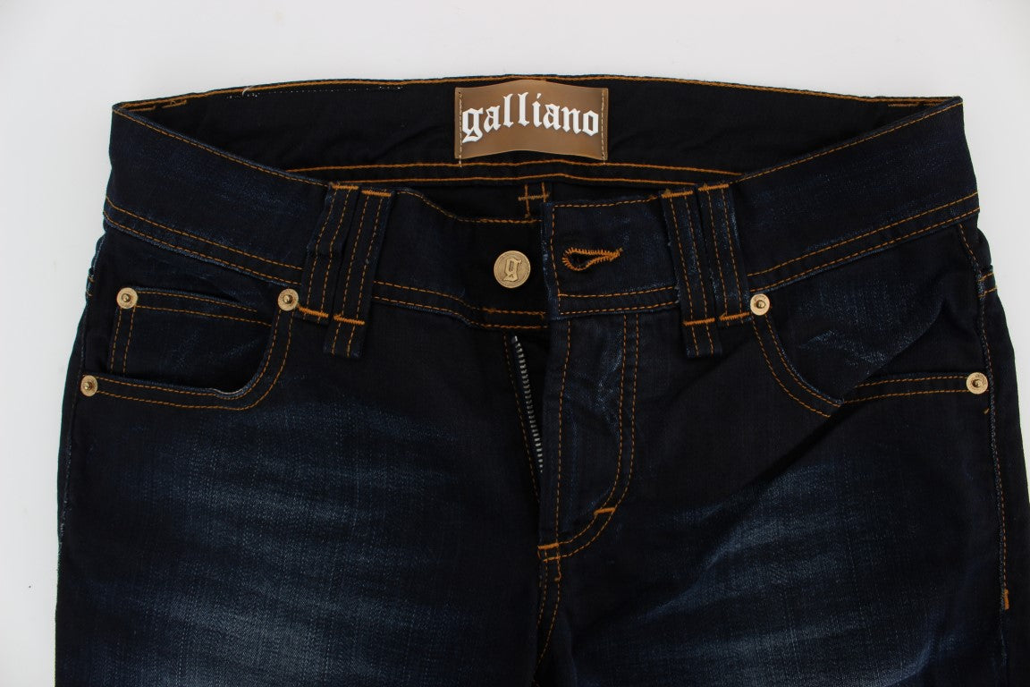 John Galliano Blue Wash Cotton Slim Fit Jeans - DEA STILOSA MILANO