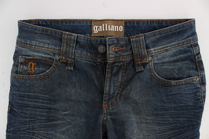 John Galliano Blue Wash Cotton Blend Slim Fit Jeans - DEA STILOSA MILANO