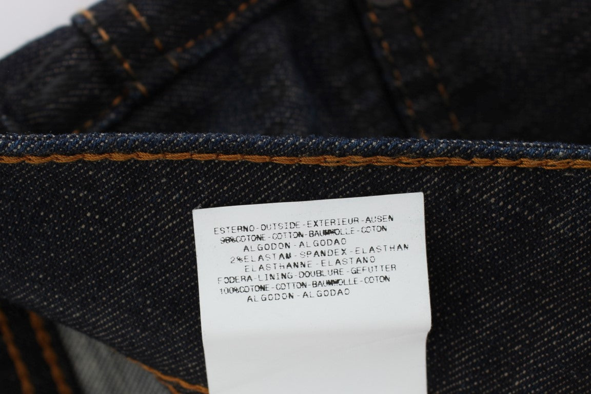 John Galliano Blue Wash Cotton Blend Slim Fit Bootcut Jeans - DEA STILOSA MILANO