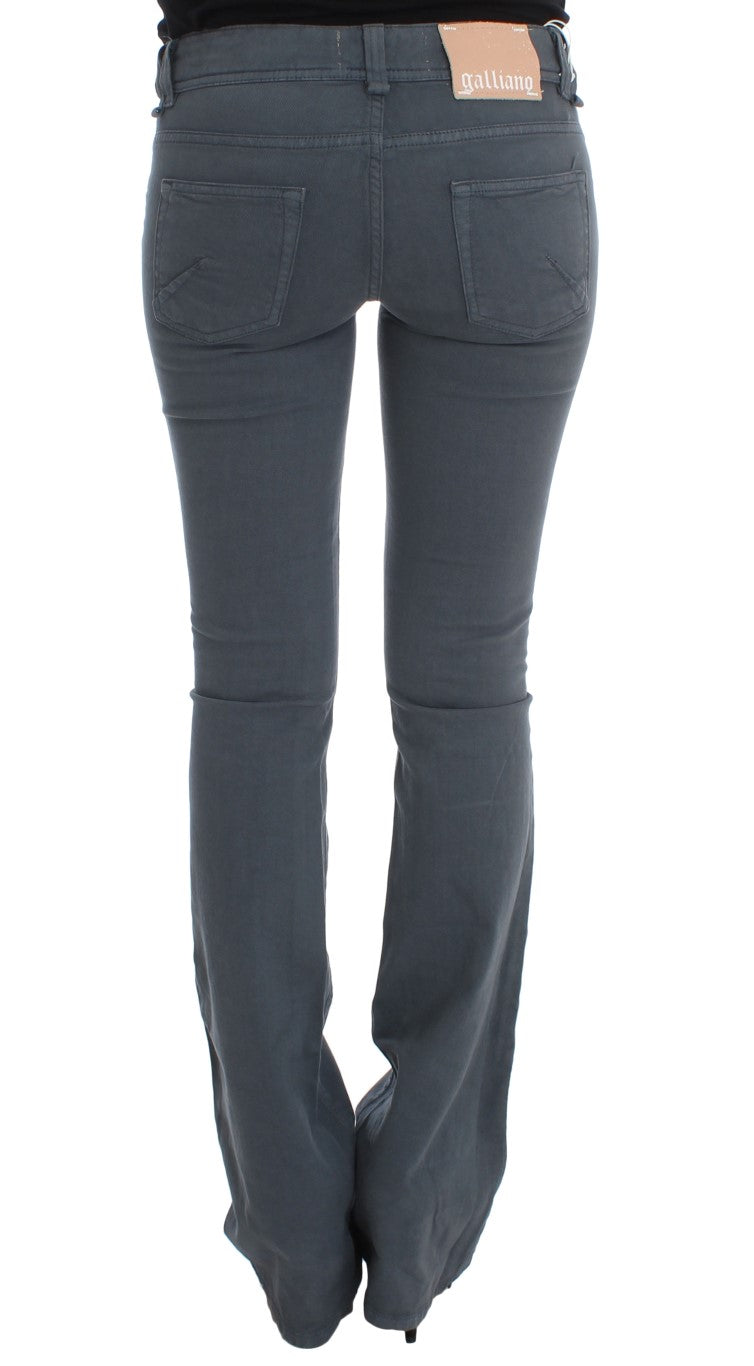 John Galliano Blue Cotton Blend Slim Fit Bootcut Jeans - DEA STILOSA MILANO