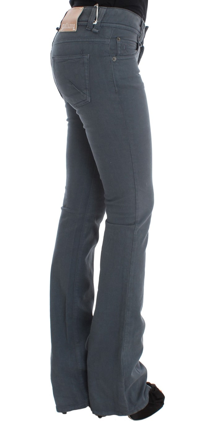 John Galliano Blue Cotton Blend Slim Fit Bootcut Jeans - DEA STILOSA MILANO