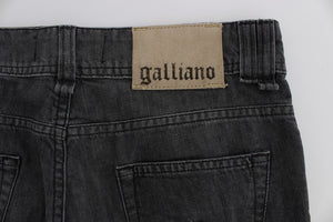 John Galliano Gray Wash Cotton Torn Straight Fit Jeans - DEA STILOSA MILANO