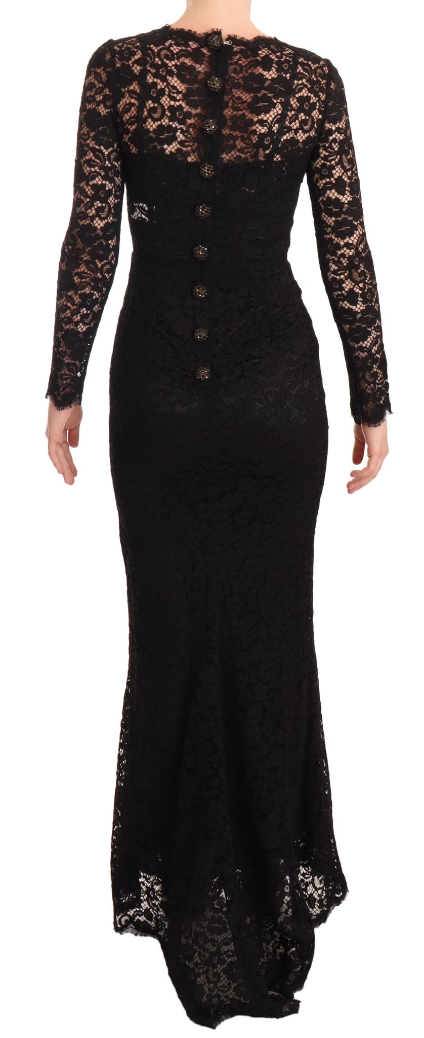 Dolce & Gabbana Black Cotton Lace Mermaid Long Sleeves Dress - DEA STILOSA MILANO